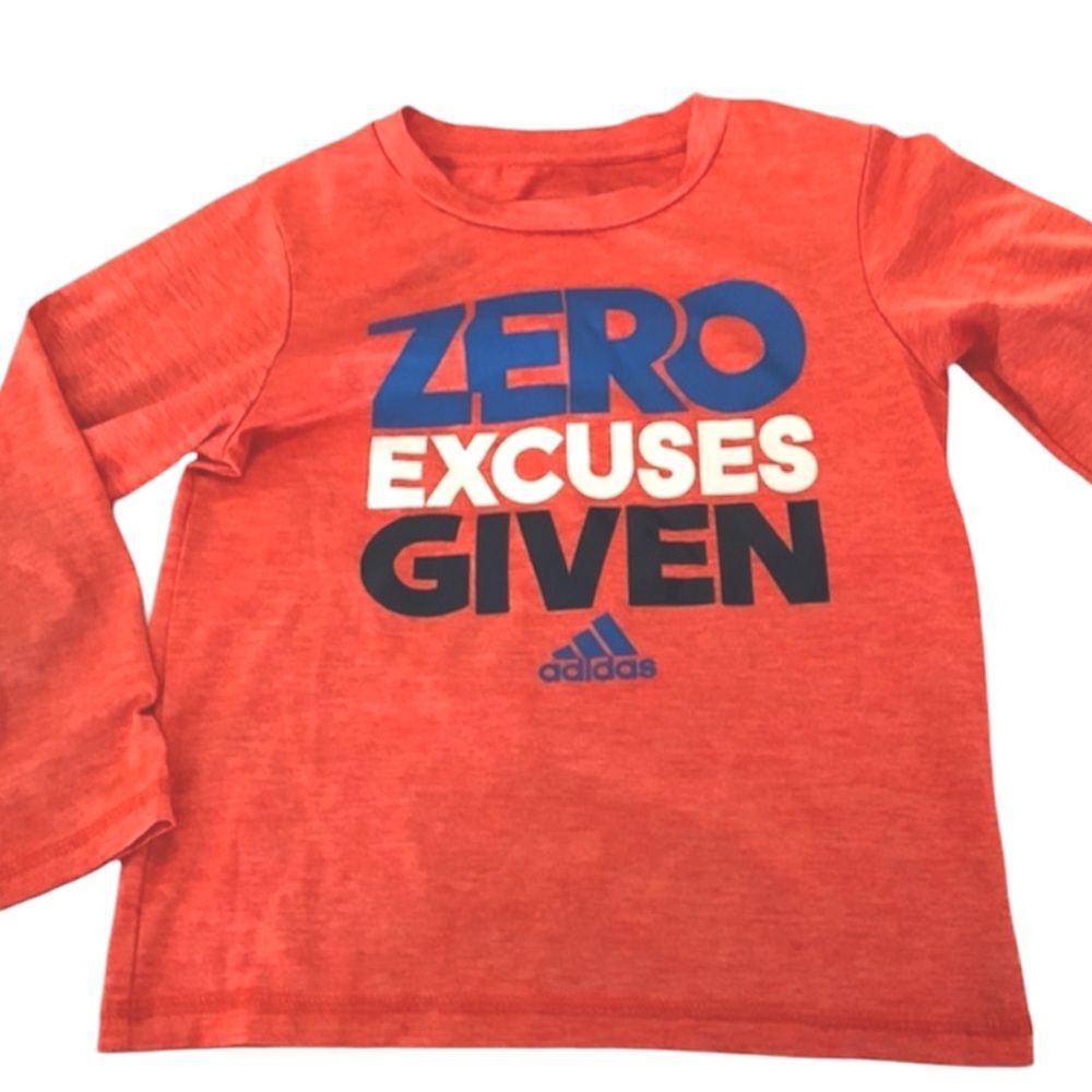 Adidas Little Boys Athletic Performance Orange Logo Long Sleeve T Shirt Size 5